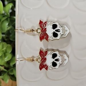 Rockabilly Skull Girl Charm Earrings